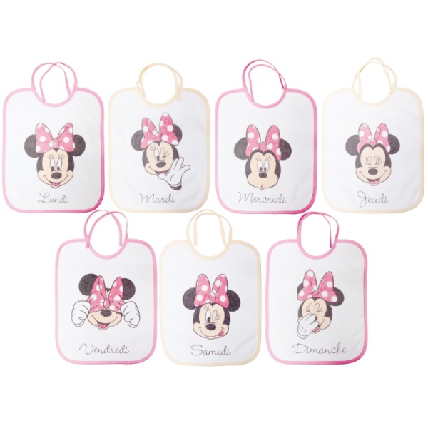 Babycalin Lot de 7 Bavoirs Naissance Journaliers Minnie