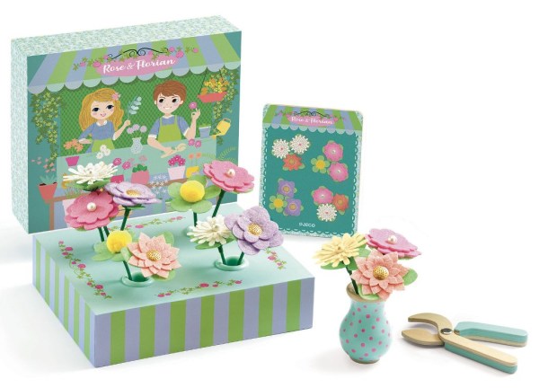 Djeco Jeu Imitation Rose & Florian - Créer des bouquets avec un modèle