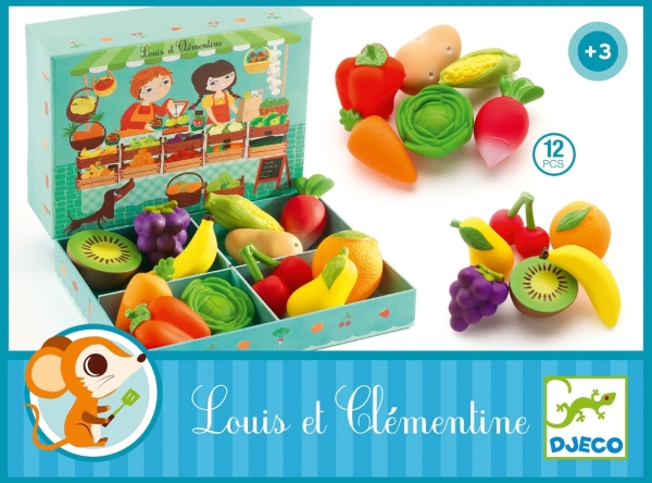 Djeco Jeu Imitation Louis et Clémentine Fruits et Légumes