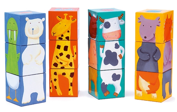 Djeco 12 cubes Animaux couleurs