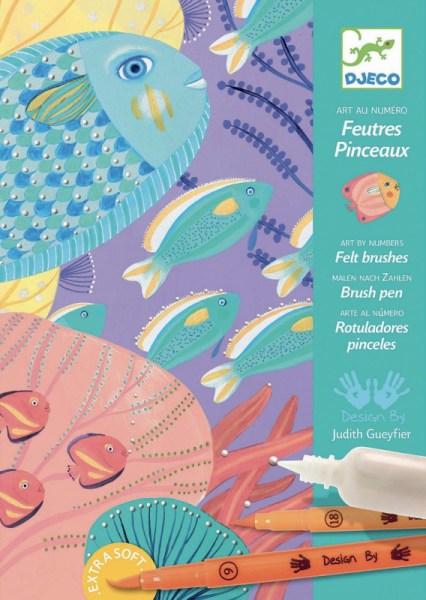 Djeco Coffret Feutres Pinceaux Sous la Mer