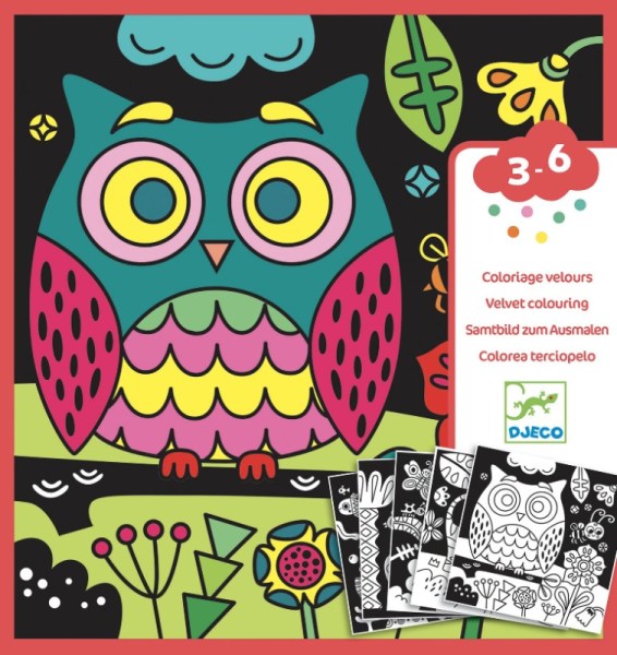 Djeco Kit Coloriage Velours dans le noir il y a...