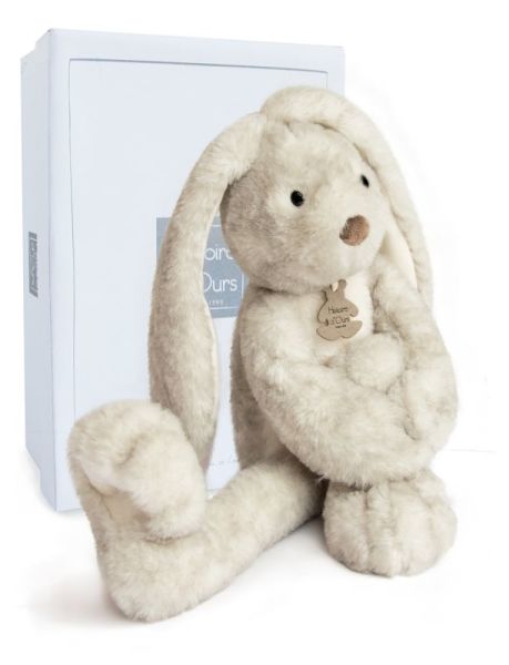 Histoire d Ours Peluche Lapin Fluffy Longues Jambes Gris Perle - 38 cm