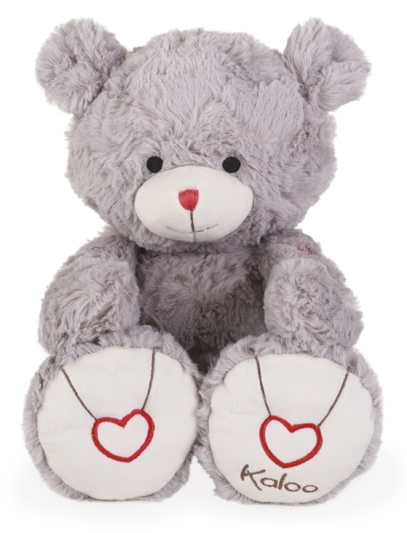 Kaloo Peluche Large Ours Gris - Rouge