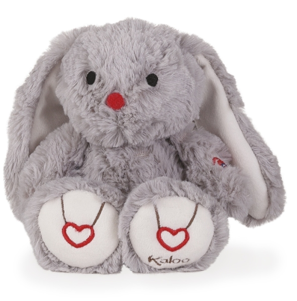 Kaloo Peluche Petit Lapin Gris - Rouge