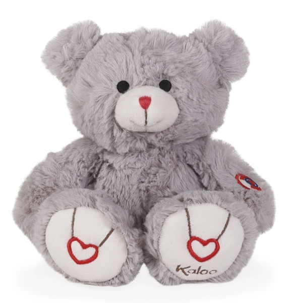 Kaloo Peluche Petit Ours Gris - Rouge