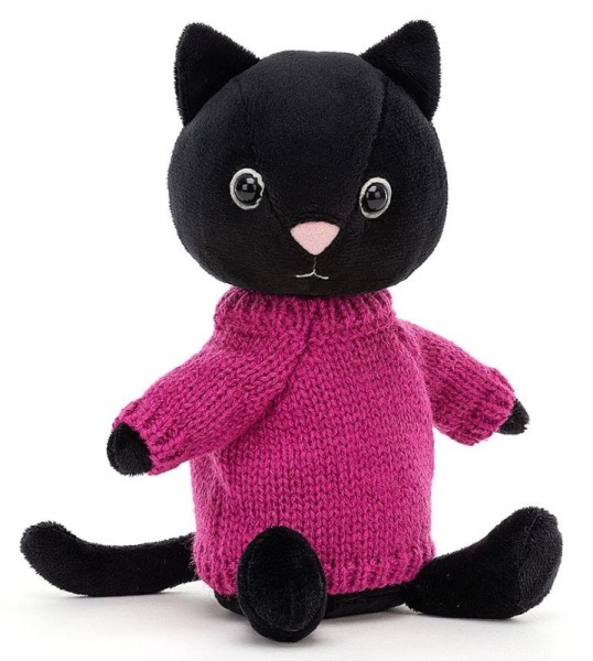 Jellycat Peluche Chat et son Pull Tricot Fuschia - 22 cm