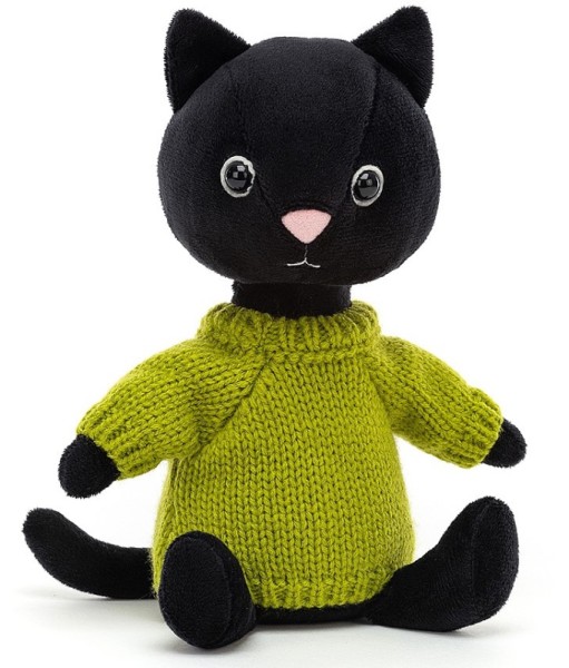 Jellycat Peluche Chat et son Pull Tricot Vert