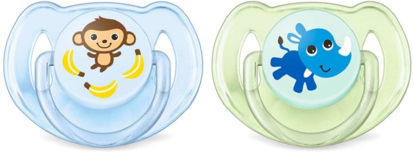 Philips Avent Lot de 2 Sucettes Orthodontiques Singe et Rhinocéroce - 6/18 mois