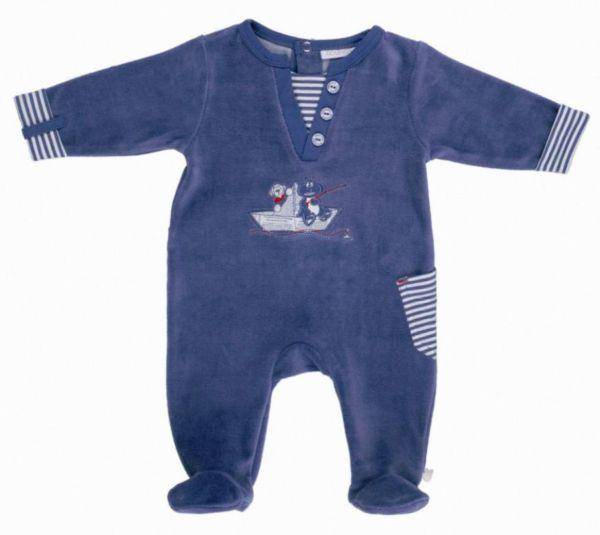 Noukies Pyjama Velours Bleu Bill et Bono BDM Boy 12 mois