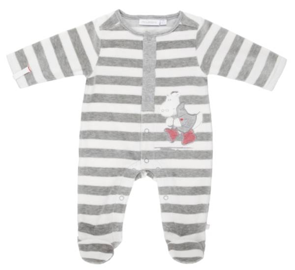Noukies Pyjama Velours Rayé Gris Victor BDM Boy - 12 mois
