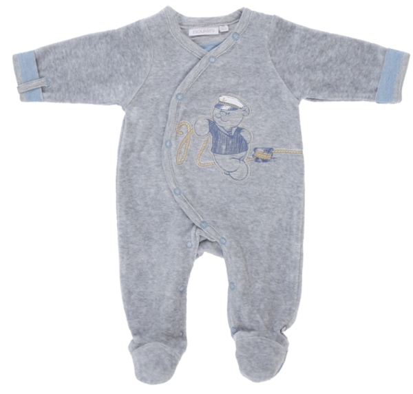 Noukies Pyjama Velours Nouky Gris - 1 mois
