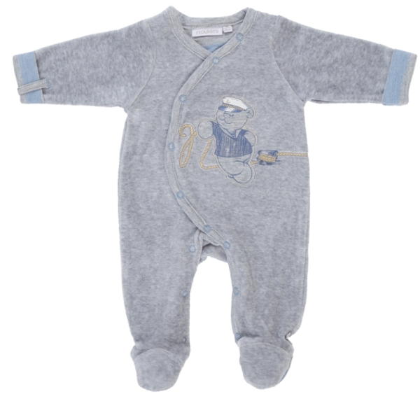 Noukies Pyjama Velours Nouky Gris - 1 mois