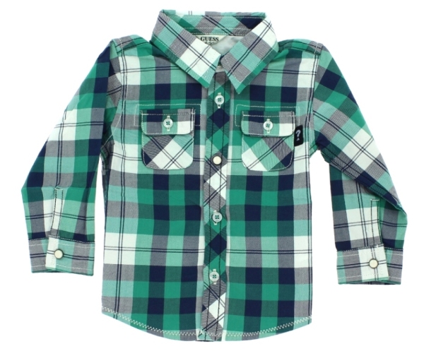 Guess Enfant Chemise à Carreaux vert et bleu