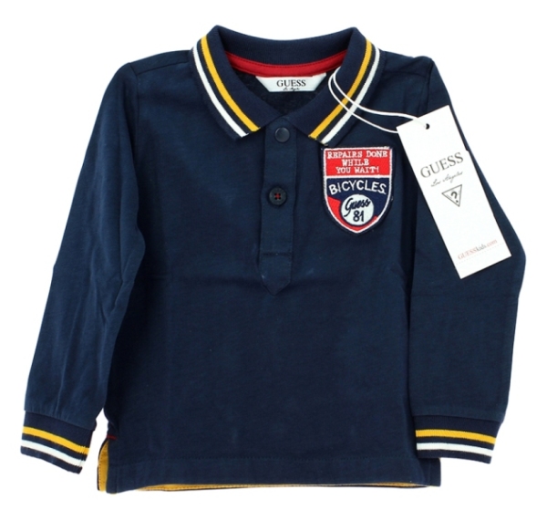 Guess Enfant Polo Bleu Marine Manches Longues