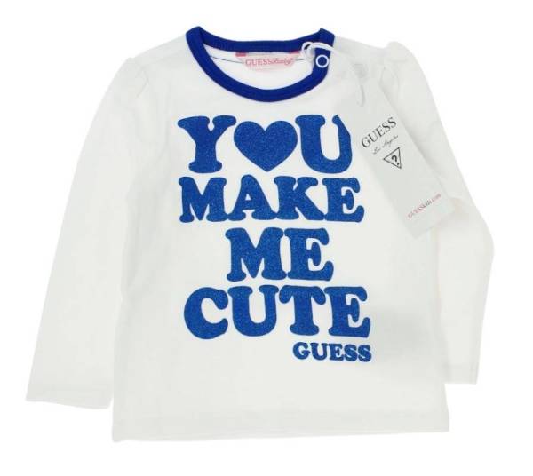 Guess Enfant Tee-Shirt Blanc Bleu I Love U Make Me Cute 6-9 mois