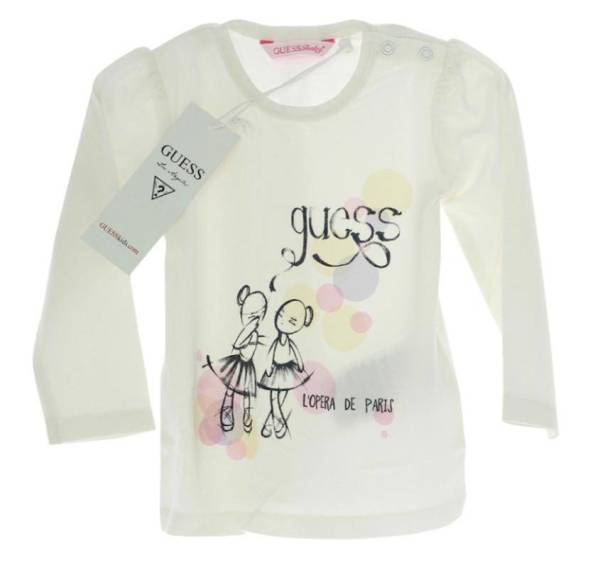 Guess Enfant Tee-Shirt Manches Longues Ecru Ballerine