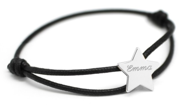 Petits Trésors Bracelet Cordon Etoile Argent