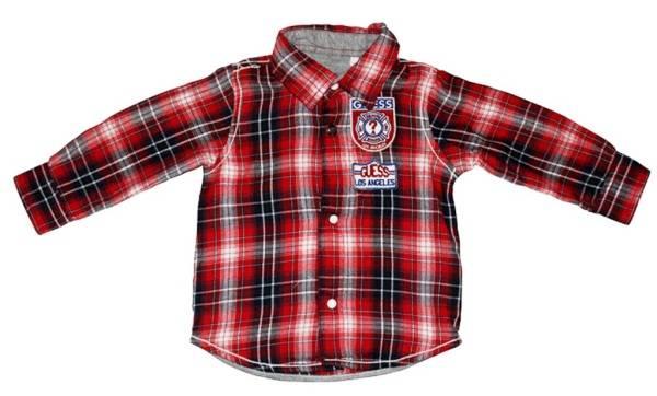 Guess Enfant Chemise Manches Longues à Carreaux Rouge 3/6 mois