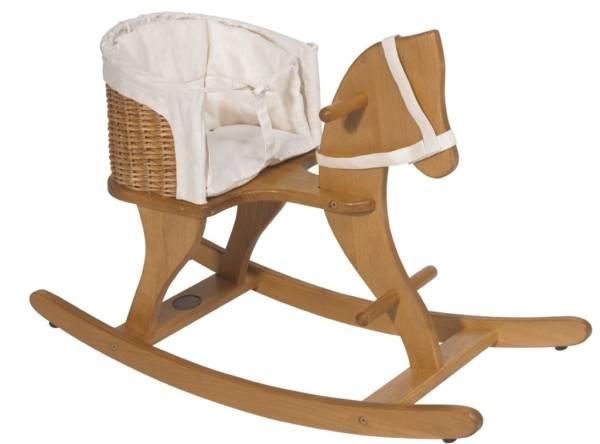 Moulin Roty Cheval à Bascule en Hêtre et Siege en Osier