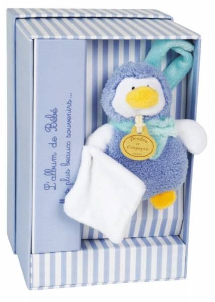 Doudou et Compagnie Coffret Album Photos et Doudou Pingouin Bleu