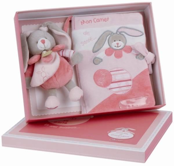 Doudou et Compagnie Coffret Protège Carnet de Santé et Doudou Lapin Célestine
