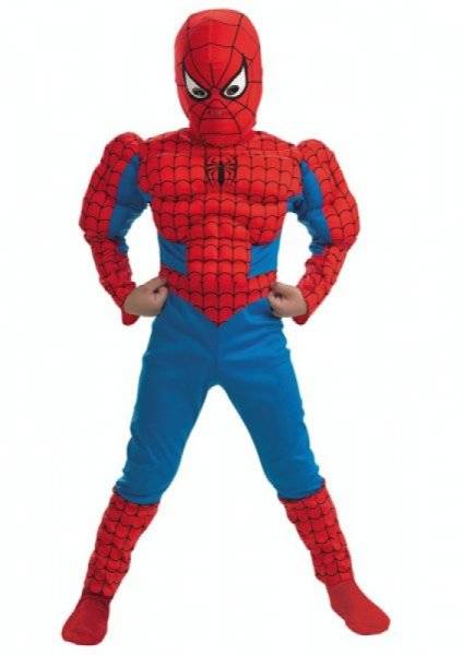 César - Costume spiderman avec muscles 3 à 5 ans, Livraison