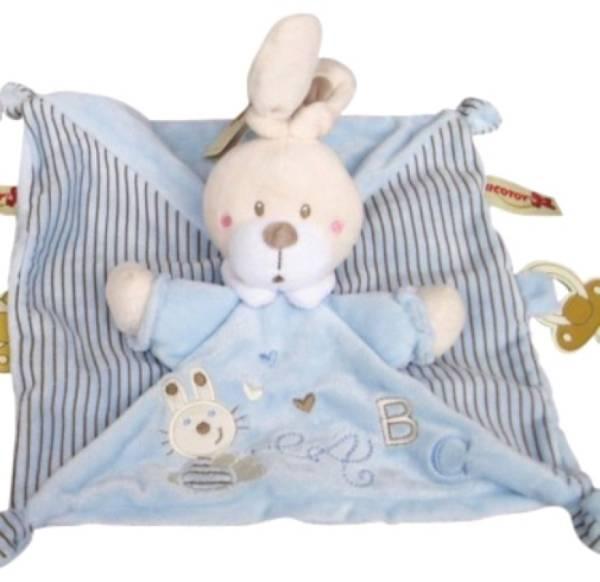 Peluche T'choupi NICOTOY bleu clair doudou lapin bleu ballon 27 cm