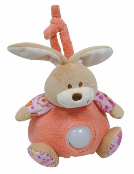 Planet Pluch Doudou Veilleuse et Musical Lapin Saumon