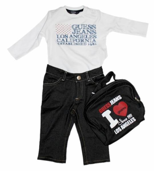 Guess Enfant Ensemble Tee-Shirt et Pantalon Optic White 3/6 mois