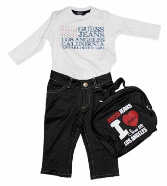 Guess Enfant Ensemble Tee-Shirt et Pantalon Optic White 6/9 mois