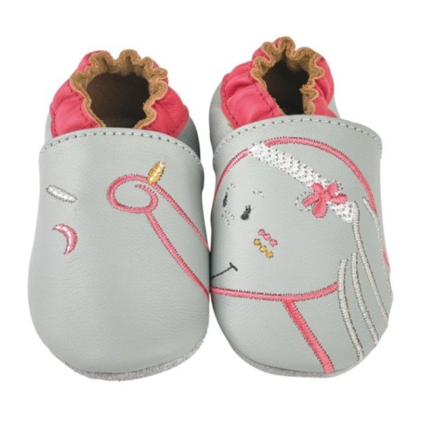 Noukies Chaussons Cuir Cocon Anna Gris - 21-22