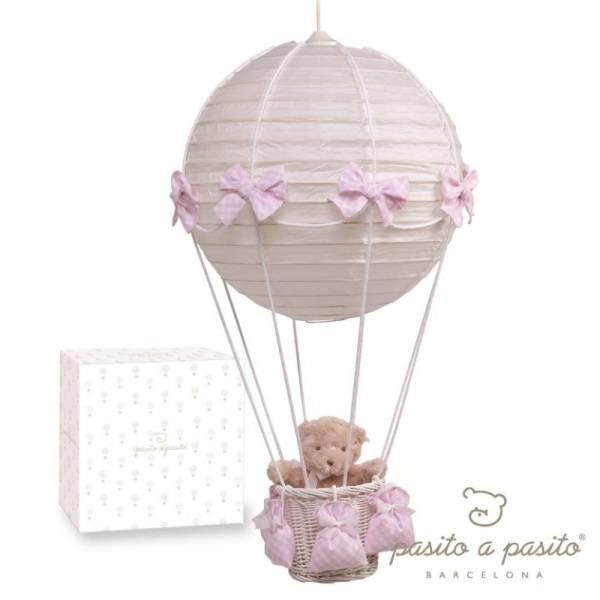 Pasito A Pasito Lampe Montgolfière Carreaux Rose