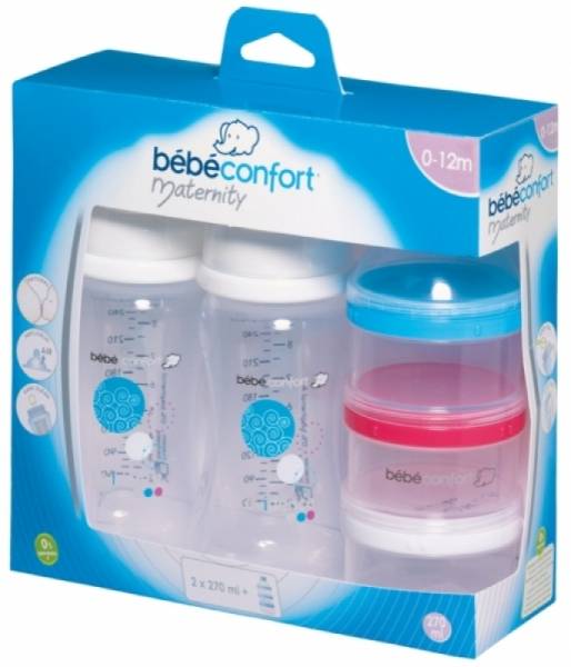 Bébé Confort Lot de 2 Biberons Blanc  270 ml + Doseurs