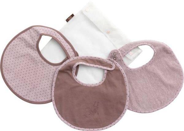 Bébé Chocolat Lot de 3 Bavoirs Rétro Rose