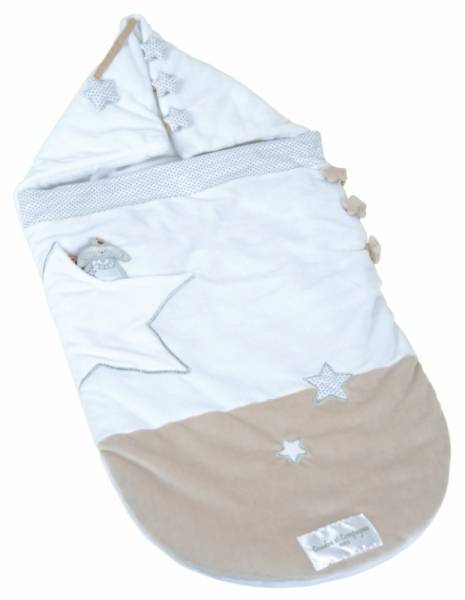 Doudou et Compagnie Nid d'Ange Taupe Blanc Lapin Céleste
