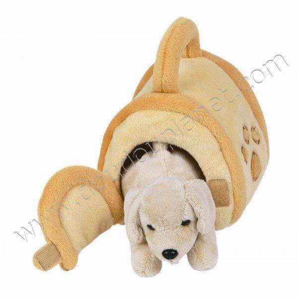 Histoire d Ours Peluche Chien  Labrador dans sa niche 20cm
