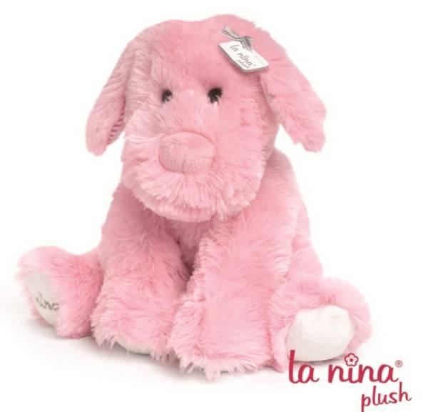 La Nina Peluche Chien Rose - 25 cm