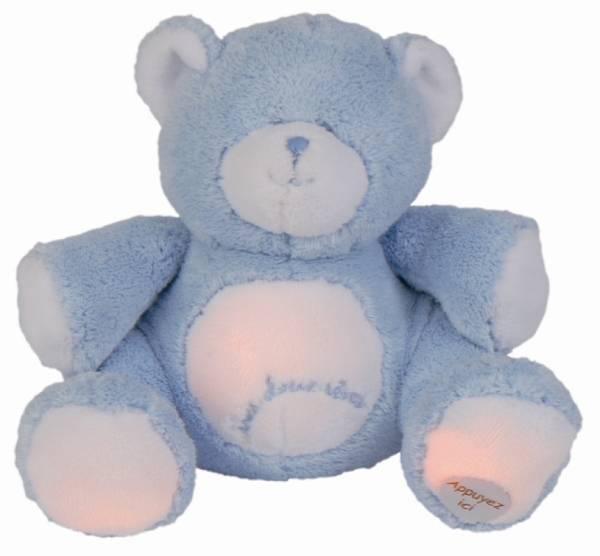 Doudou et Compagnie Peluche Musicale Veilleuse Ours Bleu
