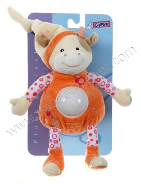Gipsy Peluche Veilleuse Vache Pomme Orange - 26 cm