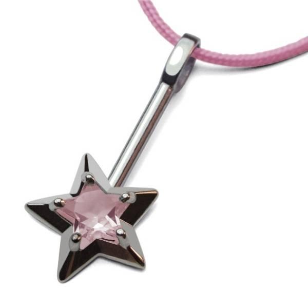 Mikado Pendentif Abracadabra Quartz Rose Argent