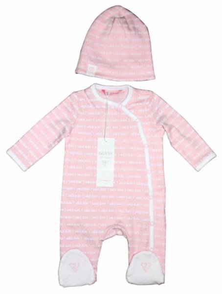 Guess Enfant Pyjama et Bonnet Rose 3/6 mois