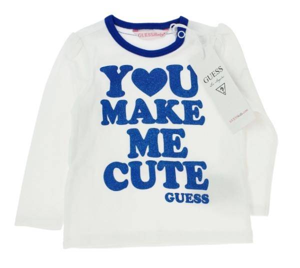 Guess Enfant Tee-Shirt Blanc Bleu I Love U Make Me Cute 6 mois