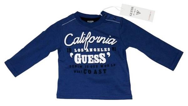 Guess Enfant Tee-Shirt Manches Longues Bleu Neon 6/9 mois