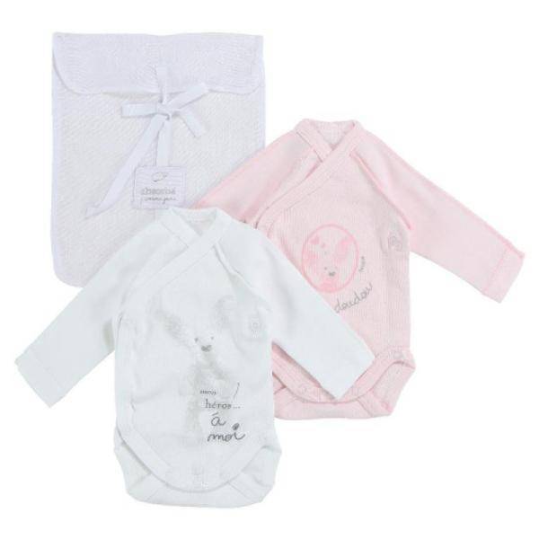 Absorba Lot de 2 Body Cache-coeur Blanc et Rose 6 mois