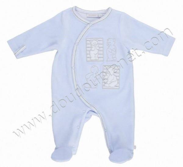 Noukies Pyjama Velours Bleu Nouky - 9 mois