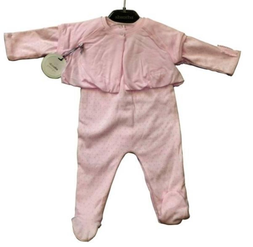 Absorba Ensemble Combilong et Cardigan Rose 1 mois Absorba Ensemble Combilong et Cardigan Rose 1 mois