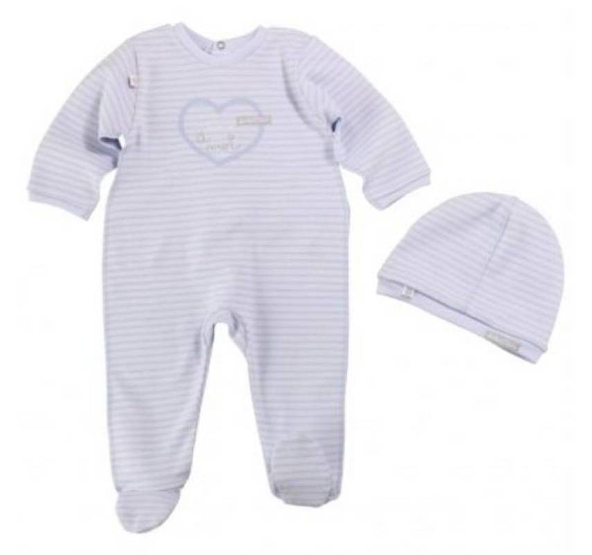 Ensemble à Rayures Bleu Dors bien et Bonnet Garçon 6 mois Absorba Ensemble à Rayures Bleu Dors bien et Bonnet Garçon 6 mois de chez Absorba, collection Premiers Jours