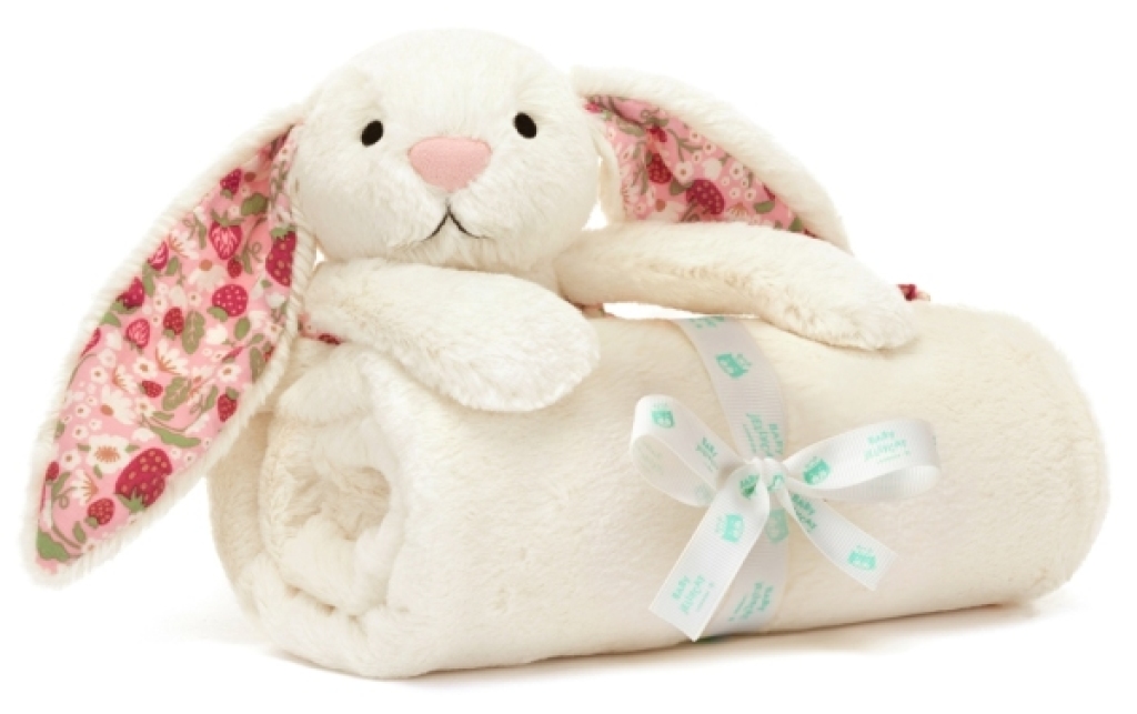 Doudou Couverture Lapin Crème Bashful Blossom Baby Jellycat Doudou Couverture Lapin Crème Bashful Blossom de chez Baby Jellycat, collection Collection Baby Lapin Bashful