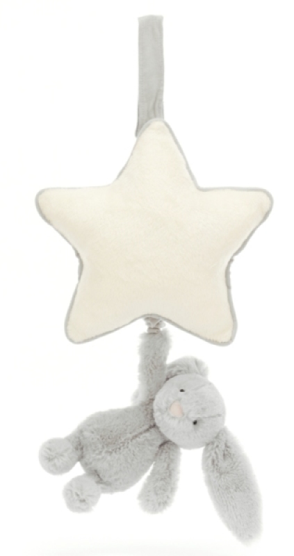 Peluche Musicale Lapin Gris Bashful Baby Jellycat Peluche Musicale Lapin Gris Bashful de chez Baby Jellycat, collection Collection Baby Lapin Bashful